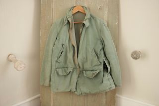 Vintage Jacket Green French Work Wear Hunting Coat Cargo Clothing 1960 - 70 