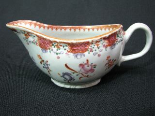Late 18th Century Chinese Export Porcelain Rose Famille Sauce Boat