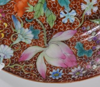Chinese Porcelain Plate Flowers & Bats Qianlong Mark Republic Period Millefleur 10