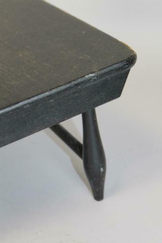 RARE 19TH C MT LEBANON SHAKER COMMUNITY FOOT STOOL IN BLACK PAINT 11