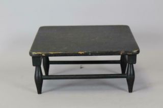 RARE 19TH C MT LEBANON SHAKER COMMUNITY FOOT STOOL IN BLACK PAINT 4