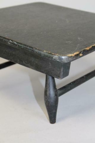 RARE 19TH C MT LEBANON SHAKER COMMUNITY FOOT STOOL IN BLACK PAINT 9