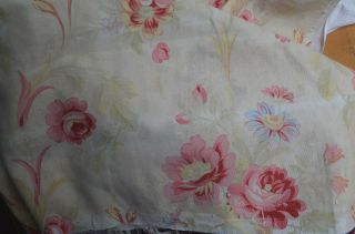 Over 2 yds French floral print fabric,  from an unpicked quilt/bouti,  circa 1900 11