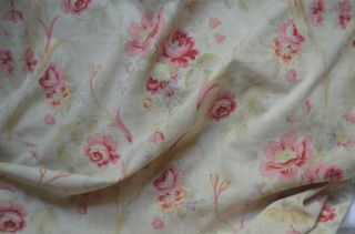 Over 2 Yds French Floral Print Fabric,  From An Unpicked Quilt/bouti,  Circa 1900