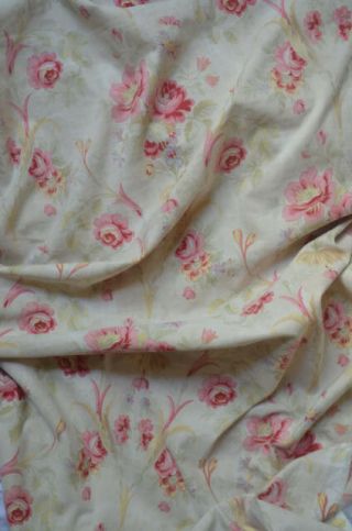 Over 2 yds French floral print fabric,  from an unpicked quilt/bouti,  circa 1900 2