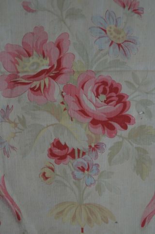 Over 2 yds French floral print fabric,  from an unpicked quilt/bouti,  circa 1900 3