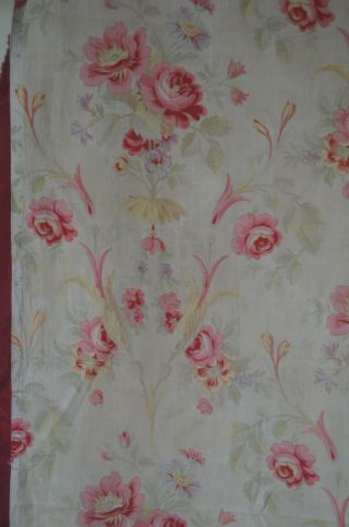 Over 2 yds French floral print fabric,  from an unpicked quilt/bouti,  circa 1900 4