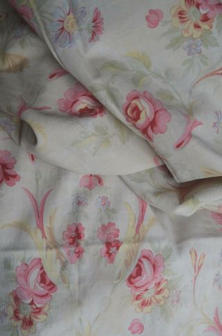 Over 2 yds French floral print fabric,  from an unpicked quilt/bouti,  circa 1900 5