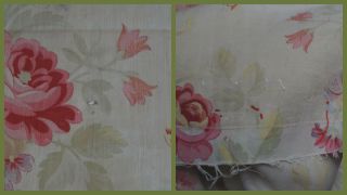Over 2 yds French floral print fabric,  from an unpicked quilt/bouti,  circa 1900 7