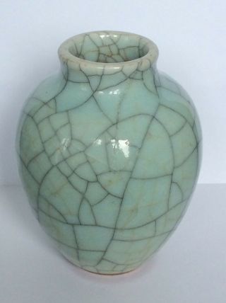 Antique Qing 18/19th C Ming Dy Ge Guan Type Celadon Double Crackle Vase RARE a/f 5