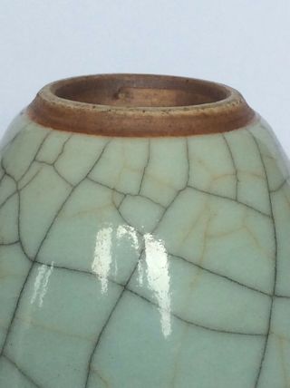 Antique Qing 18/19th C Ming Dy Ge Guan Type Celadon Double Crackle Vase RARE a/f 7