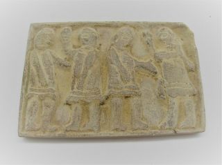 Ancient Persian Stone Carved Relief Plaque Depiction Of Battle Scene