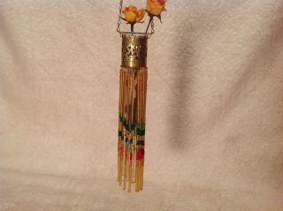 ANTIQUE VINTAGE AUTOMOBILE FLOWER VASE VICTORIAN HAT PIN HOLDER GLASS BEADED 3