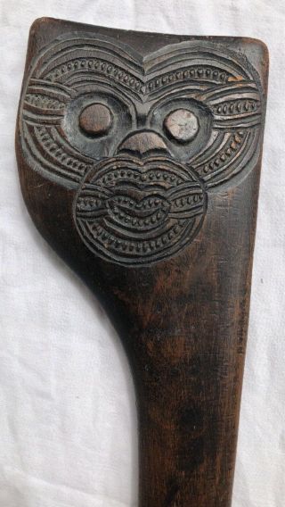 Vintage antique Maori Tewhatewha war club,  19TH/20th C lovely patina 11