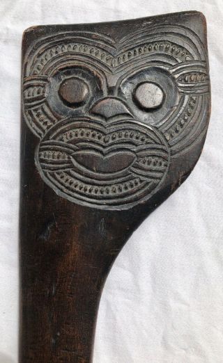 Vintage Antique Maori Tewhatewha War Club,  19th/20th C Lovely Patina