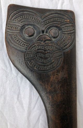 Vintage antique Maori Tewhatewha war club,  19TH/20th C lovely patina 4