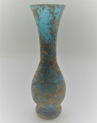Circa 200 - 300ad Ancient Roman Aqua Glass Iridescent Urgentarium Vessel
