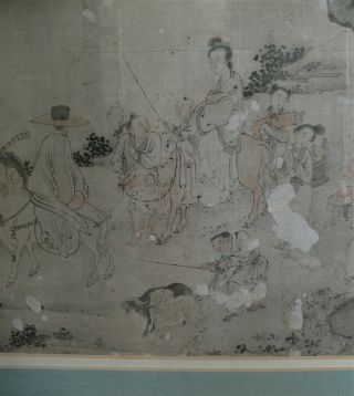 Antique 18th Century or Older Chinese Scroll Painting on Silk 