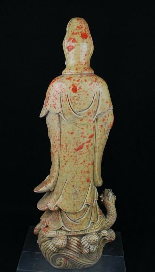 China antique golden glaze Dehua signed Kwan - yin dragon turtle cir1900s 3