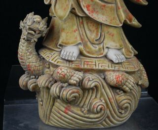 China antique golden glaze Dehua signed Kwan - yin dragon turtle cir1900s 7