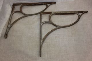 2 Old Shelf Brackets Garden Counter Sink Supports 15 X 14 " Vintage Iron