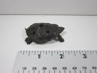 Japanese Signed Bronze Metal Turtle Flower Frog Incense Burner Okimono Figurine 3