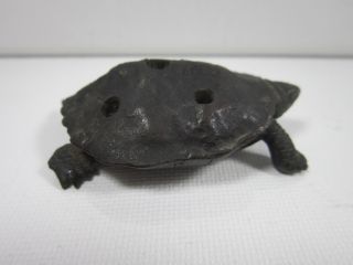 Japanese Signed Bronze Metal Turtle Flower Frog Incense Burner Okimono Figurine 4
