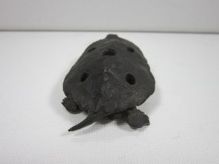 Japanese Signed Bronze Metal Turtle Flower Frog Incense Burner Okimono Figurine 5