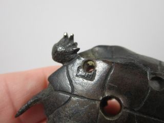 Japanese Signed Bronze Metal Turtle Flower Frog Incense Burner Okimono Figurine 9