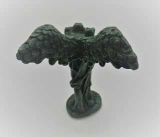 SCARCE ANCIENT ROMAN BRONZE STATUETTE WINGED NIKE CIRCA 200 - 300AD 4