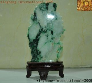 Natural Emerald Jade Jadeite carved lotus Kwan - Yin GuanYin goddess Buddha statue 11