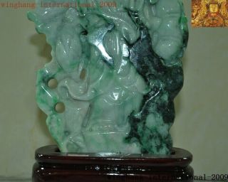 Natural Emerald Jade Jadeite carved lotus Kwan - Yin GuanYin goddess Buddha statue 3
