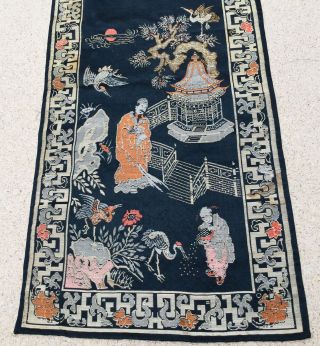 Antique Chinese Silk Panel Tapestry Table Runner Asian Oriental Textile