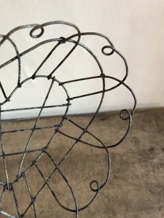 RARE Old Antique Handmade Metal Heart Form Basket Patina AAFA 7