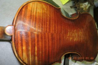 Old Antique Guarnerius Flame Back Violin Full Size 4/4 Signed back Peg Box 12