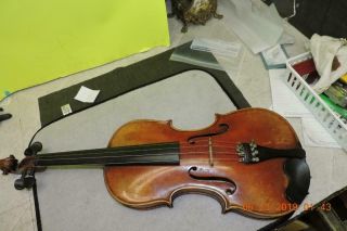 Old Antique Guarnerius Flame Back Violin Full Size 4/4 Signed Back Peg Box