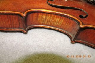 Old Antique Guarnerius Flame Back Violin Full Size 4/4 Signed back Peg Box 4