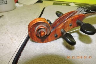 Old Antique Guarnerius Flame Back Violin Full Size 4/4 Signed back Peg Box 5