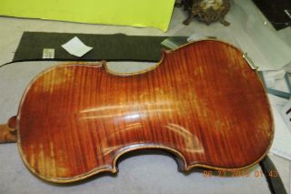 Old Antique Guarnerius Flame Back Violin Full Size 4/4 Signed back Peg Box 8