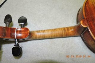 Old Antique Guarnerius Flame Back Violin Full Size 4/4 Signed back Peg Box 9