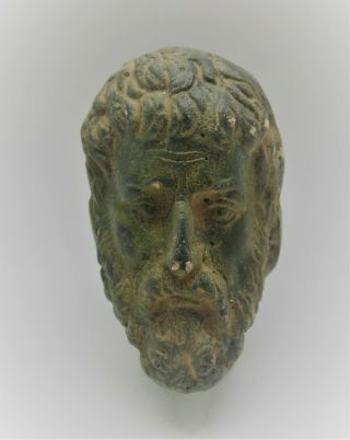 Scarce Ancient Roman Bronze Head Senatorial Male Figure 300 - 400ad