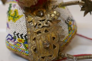 Antique Chinese / Uzbek Finely Beaded Folk Art Skull Cap 7