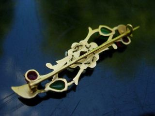 AN EXQUISITE ANTIQUE CHINESE 22K GOLD,  JADEITE,  RUBY & PEARL PIN W MARKING 4