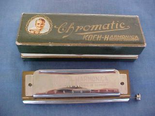 Antique Harmonica Chromatic Koch - Harmonica Made In Germany With Box