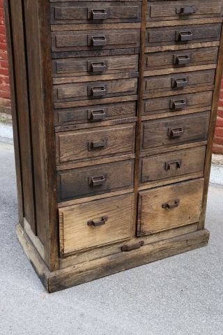 Antique Apothecary Cabinet 18 wood drawers farmhouse kitchen vintage hardware 4