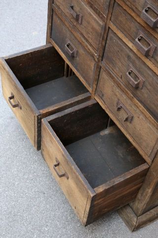 Antique Apothecary Cabinet 18 wood drawers farmhouse kitchen vintage hardware 8