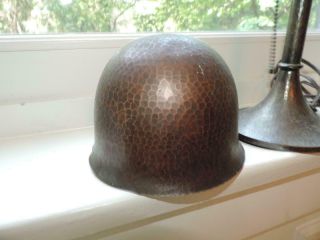 Authentic OLD As Found Signed ROYCROFT Arts Crafts Hammered Helmet Lamp NO RES 2