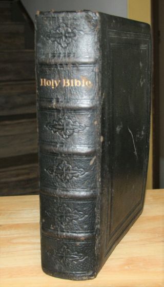 Large Antique 1890 Family Holy Bible Blank Family Pages Maps
