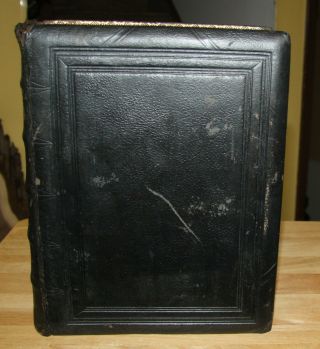 LARGE antique 1890 family Holy Bible blank family pages MAPS 2