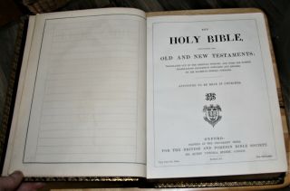 LARGE antique 1890 family Holy Bible blank family pages MAPS 5